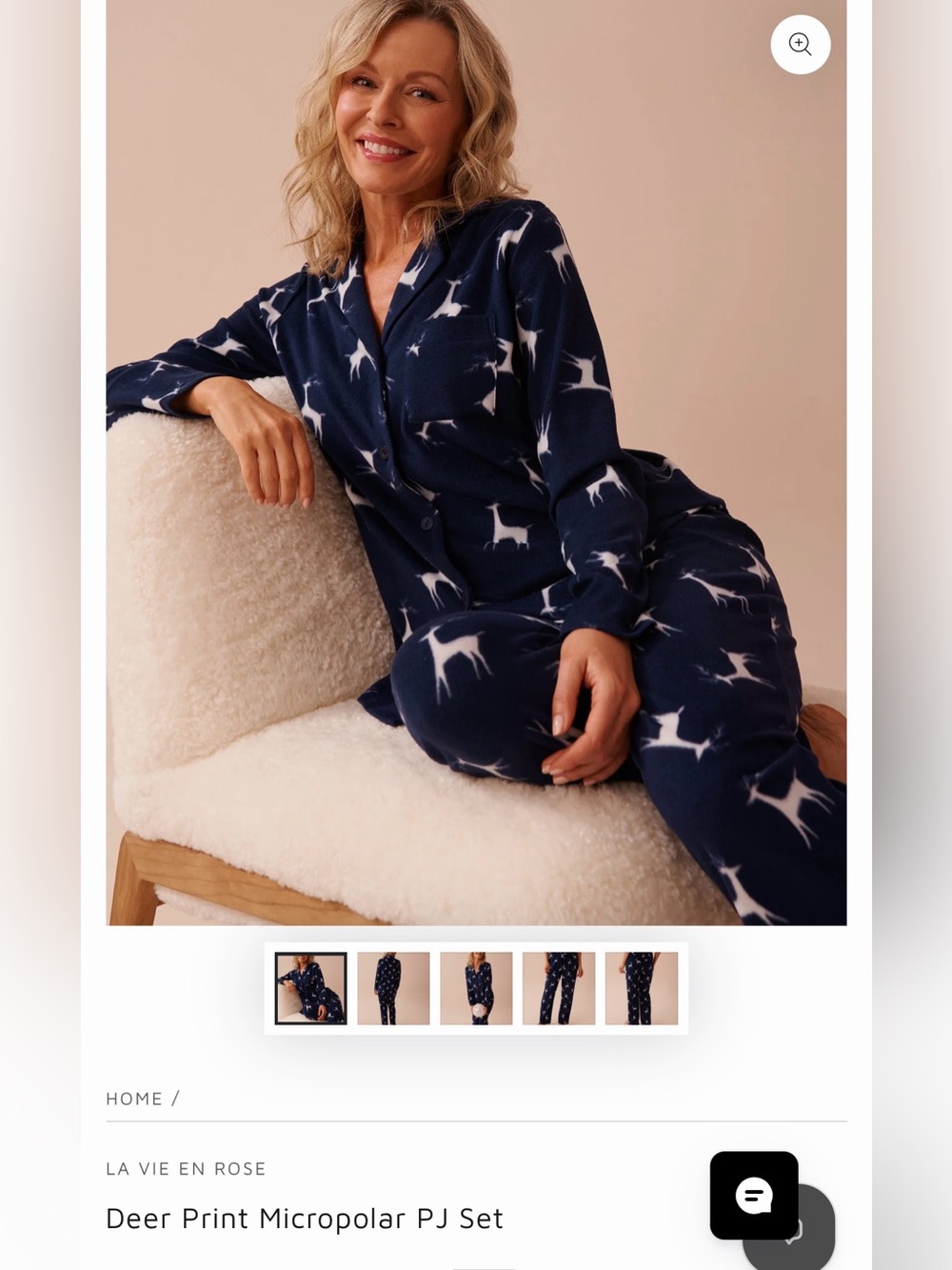 Women's Navy Reindeer Print Pajama Set